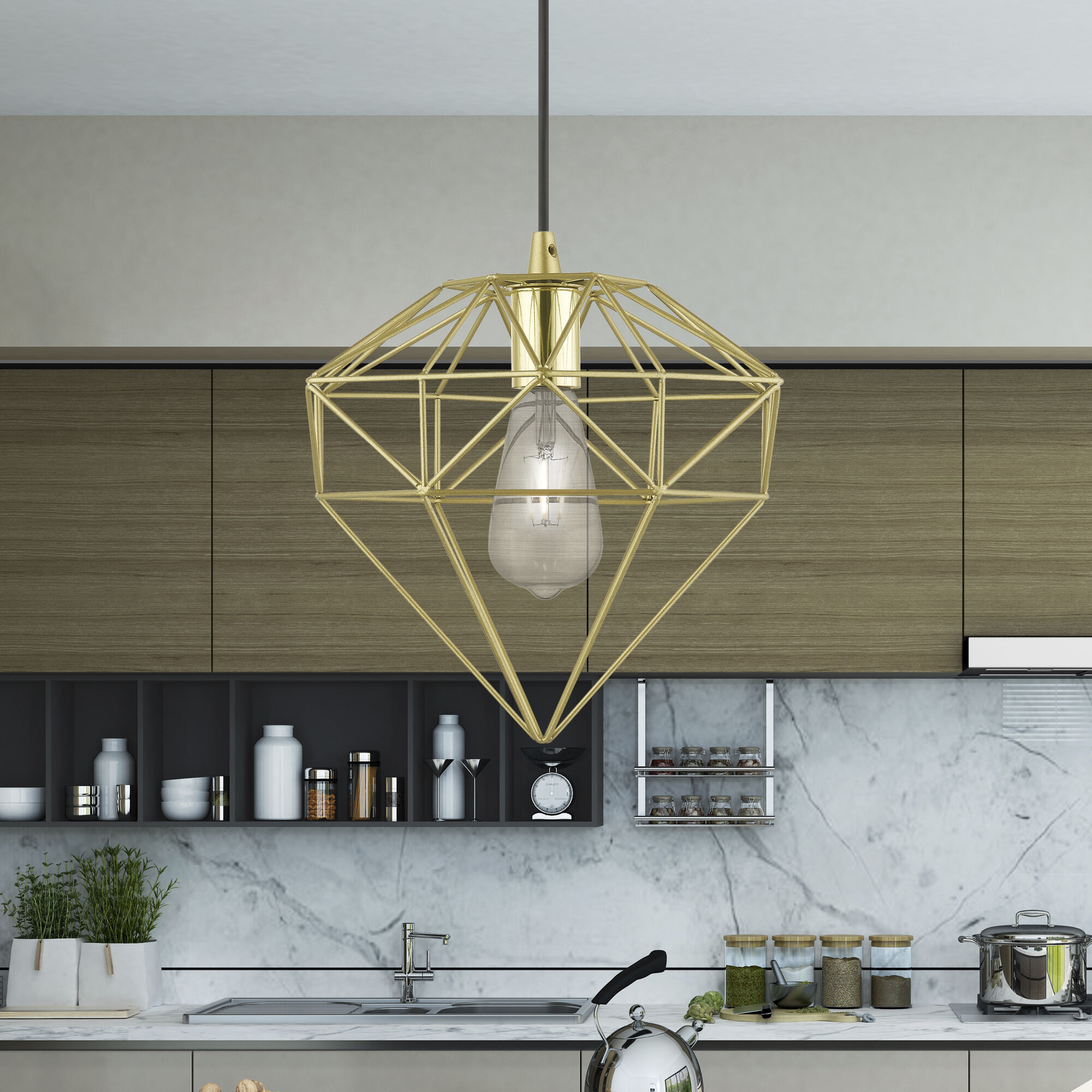 Knox 1 Light 11 inch Soft Gold with Polished Brass Accents Pendant Ceiling Light