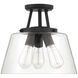 Calhoun 3 Light 13 inch Matte Black Semi-Flush Ceiling Light, Essentials