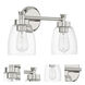 Henning 2 Light 16 inch Polished Nickel Vanity Light Wall Light