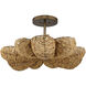 Anguilla LED 26 inch Antique Brass Semi-Flush Mount Ceiling Light in Natural Wood Beads, Inline