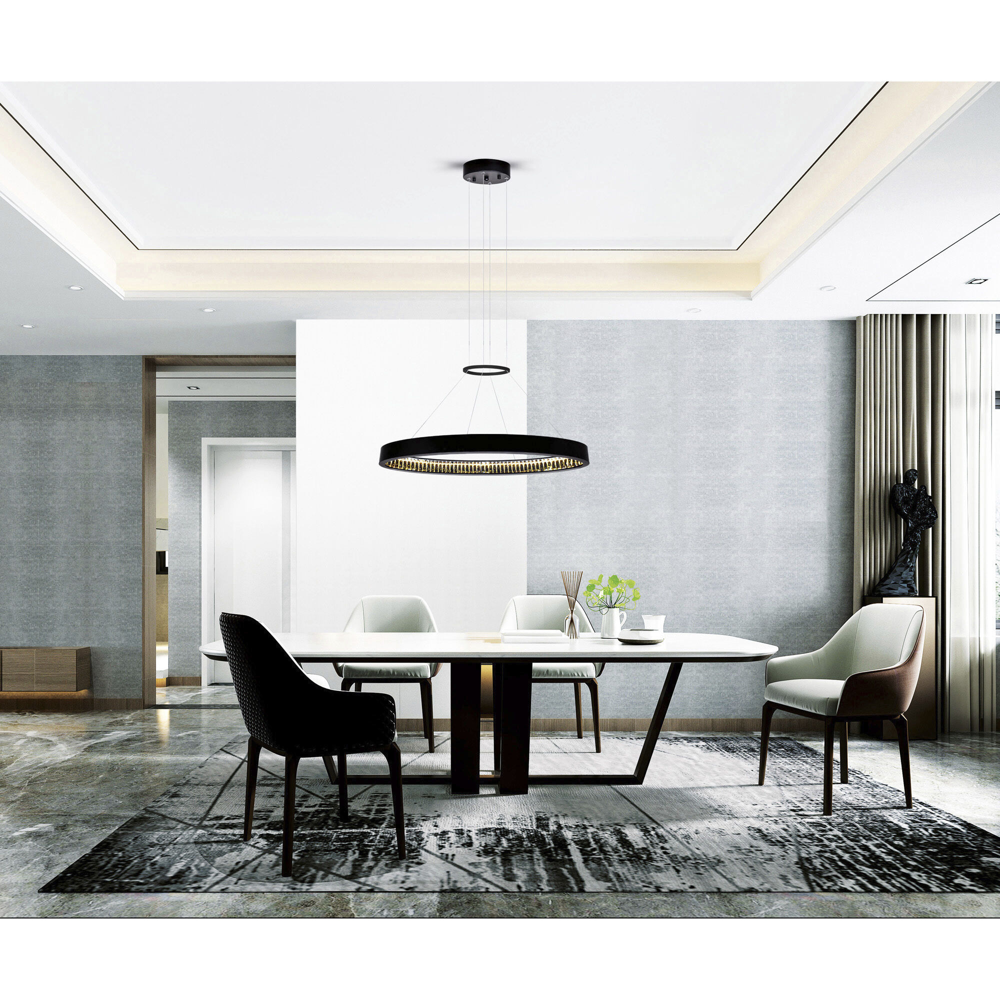 Rosalina LED 32 inch Matte Black Down Chandelier Ceiling Light