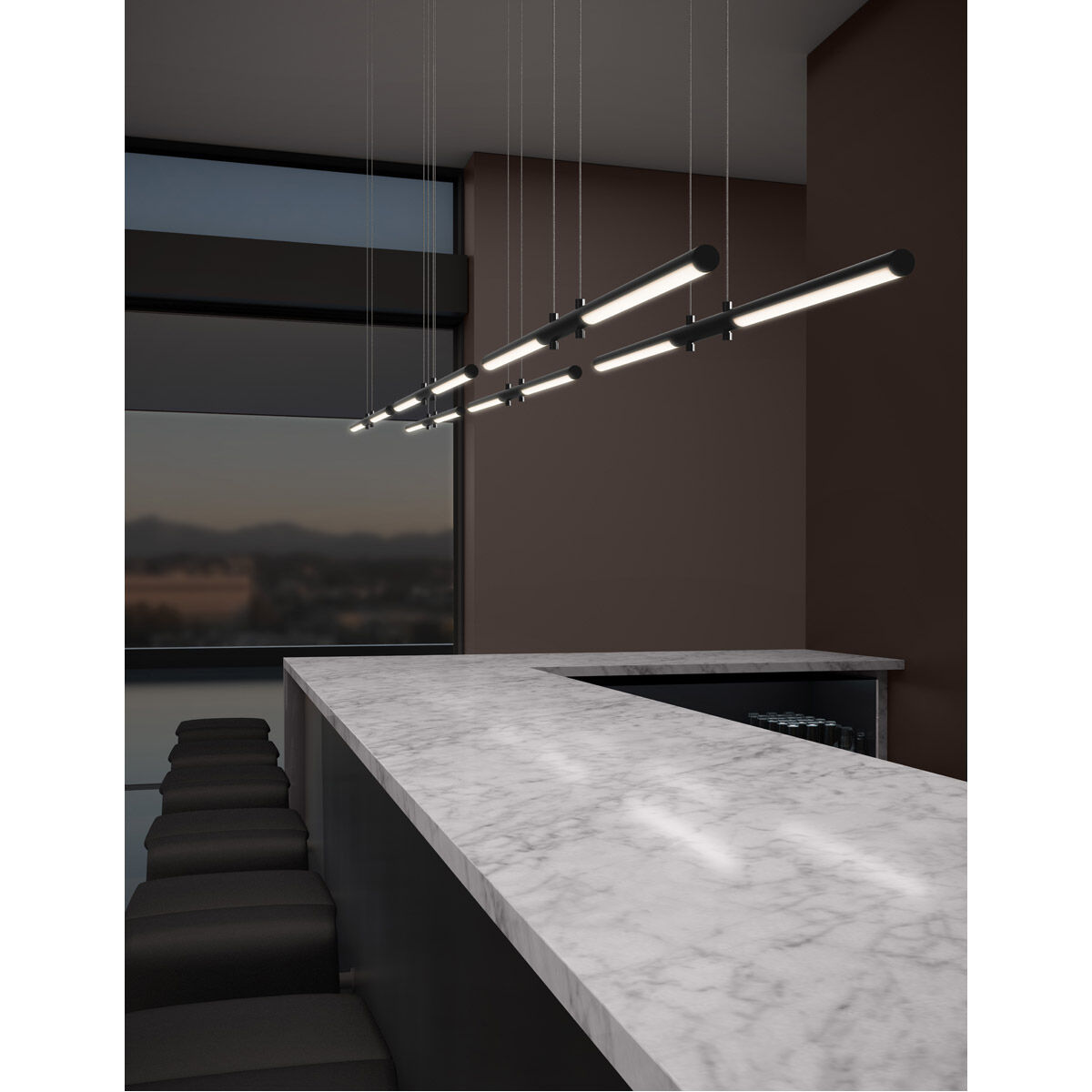Tik-Tak LED 48 inch Satin Black Pendant Ceiling Light