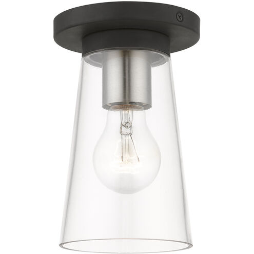 Cityview 1 Light 5 inch Black with Brushed Nickel Accents Small Flush Mount Ceiling Light, Small