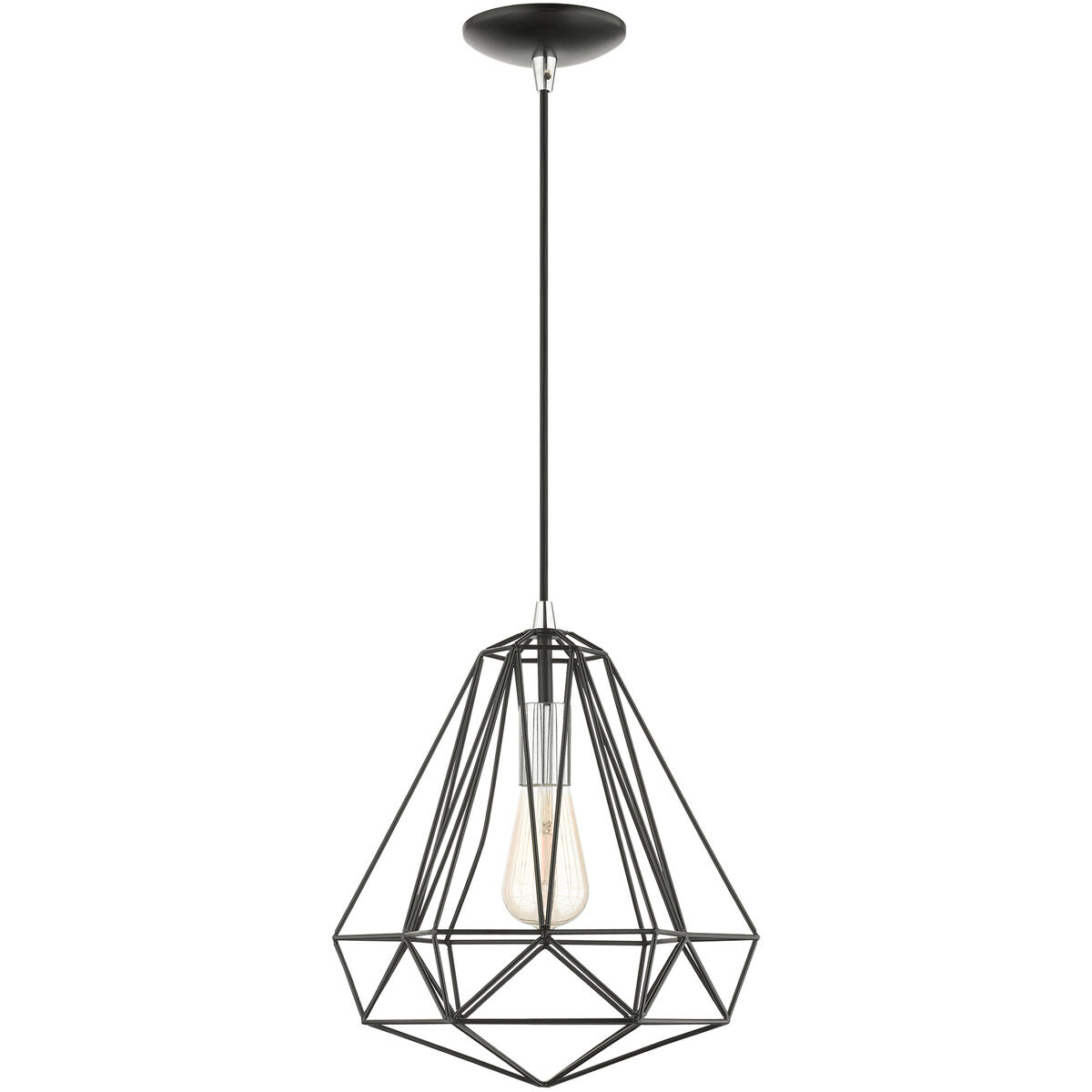 Geometric 1 Light 12.25 inch Shiny Black Pendant Ceiling Light