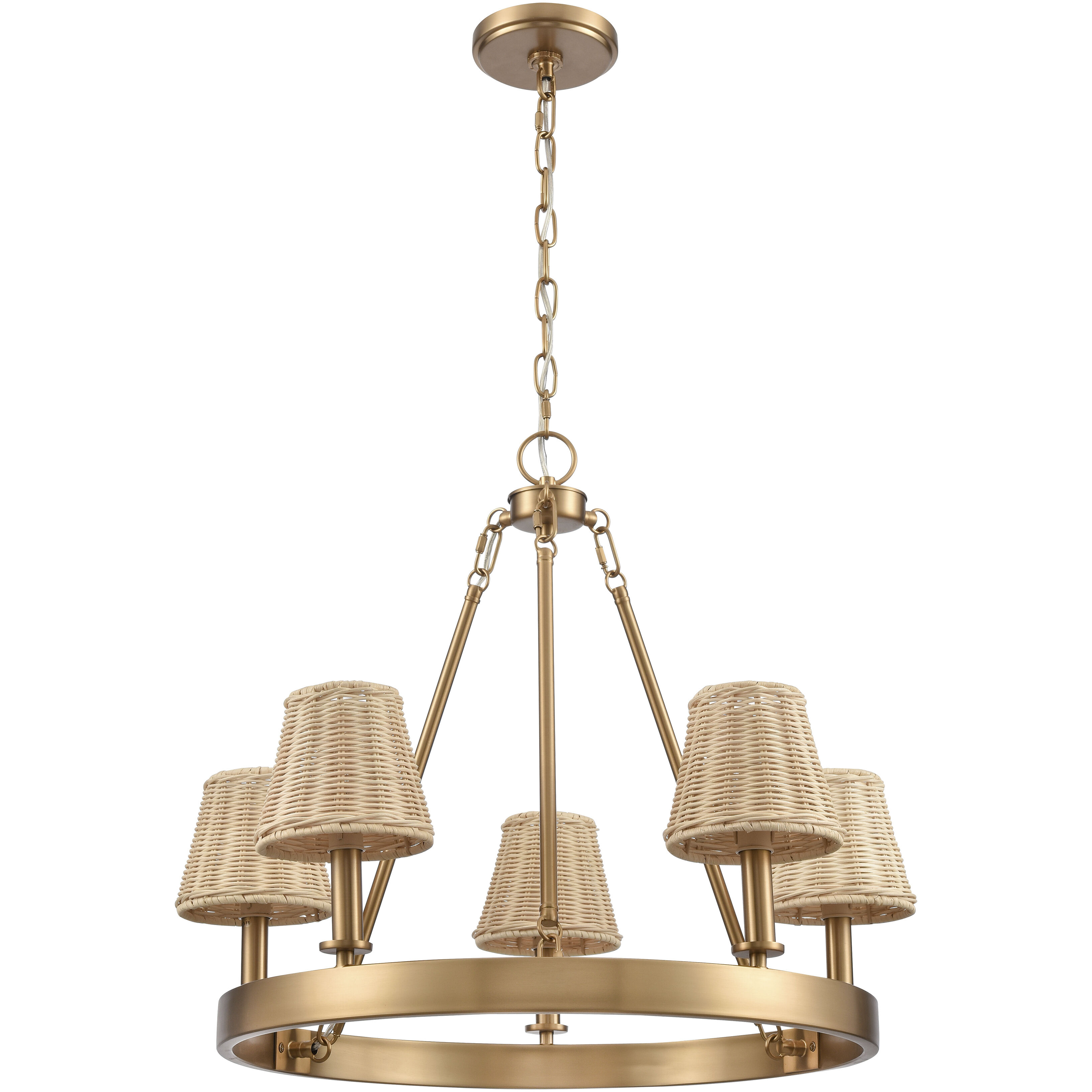 Rydell 5 Light 24.5 inch Brushed Gold Chandelier Ceiling Light