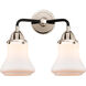 Nouveau 2 Bellmont LED 14 inch Black Polished Nickel Bath Vanity Light Wall Light in Matte White Glass