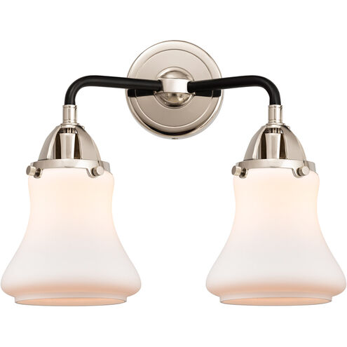 Nouveau 2 Bellmont LED 14 inch Black Polished Nickel Bath Vanity Light Wall Light in Matte White Glass