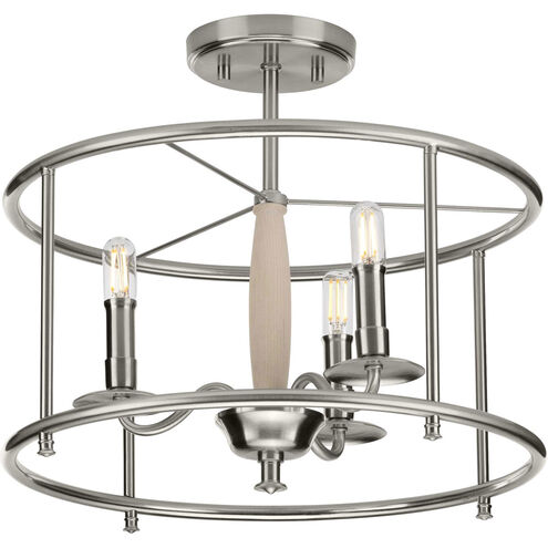 Durrell 3 Light 16 inch Brushed Nickel Semi-Flush Mount Convertible Ceiling Light