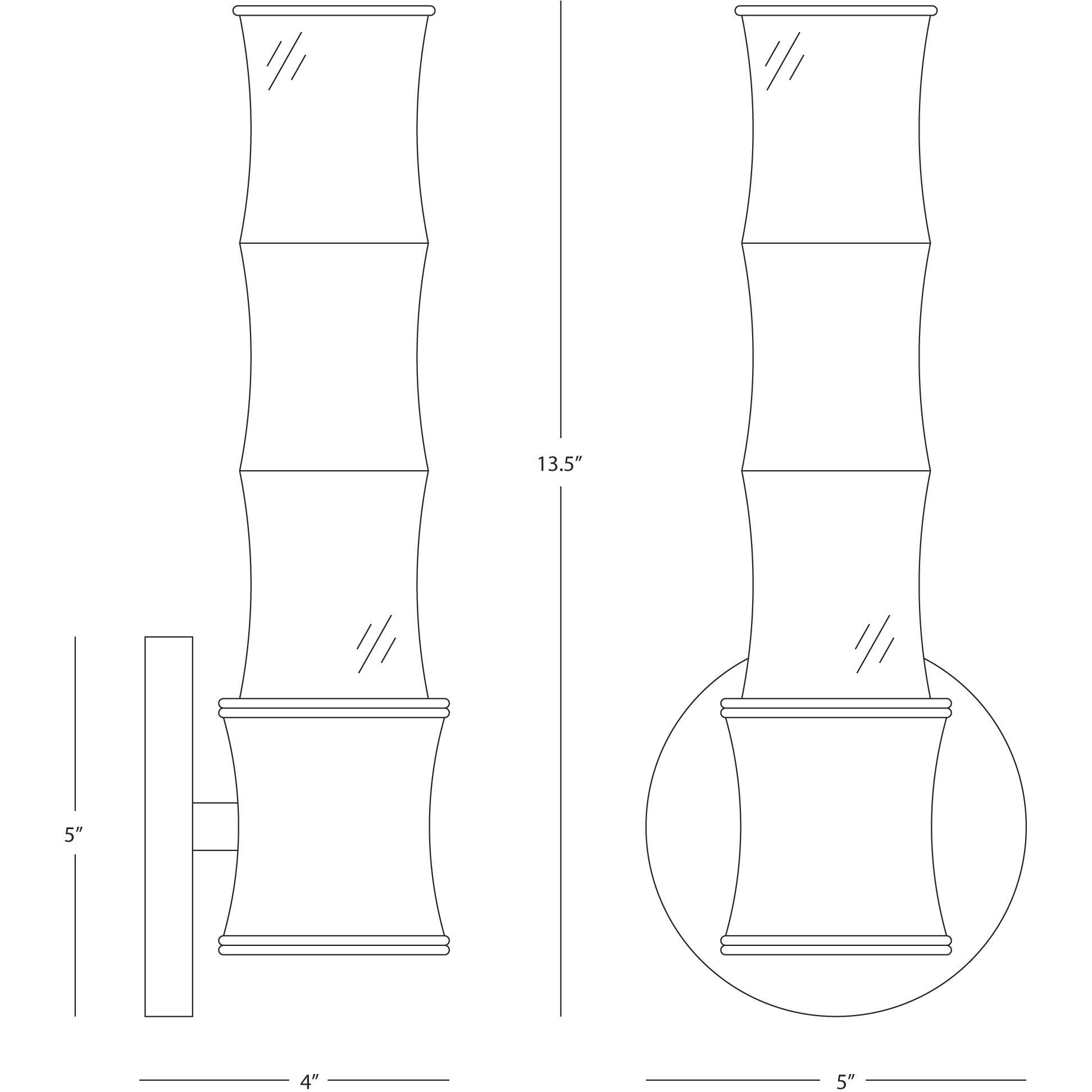 Kane Wall Sconce Wall Light in Polished Nickel, Smoky Taupe