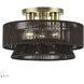 Florell 3 Light 15 inch Antique Brass Large Semi-Flush Ceiling Light, Large