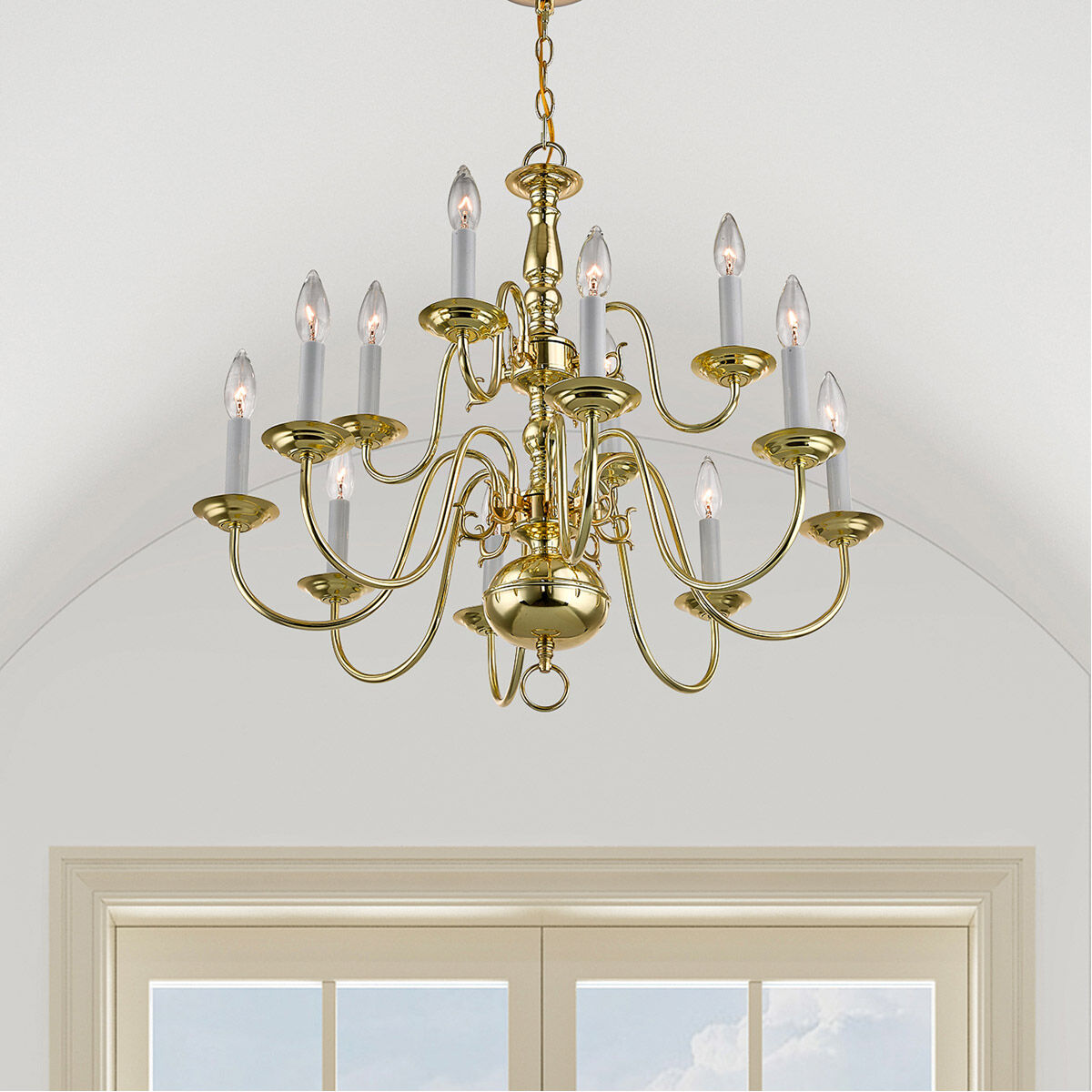Williamsburgh 12 Light 26 inch Polished Brass Chandelier Ceiling Light