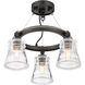 Graham Avenue 3 Light Smoked Iron/Brushed Nickel Semi Flush Ceiling Light