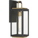 Fenmark 1 Light 16 inch Dark Matte Black and Legacy Brass Outdoor Wall Lantern