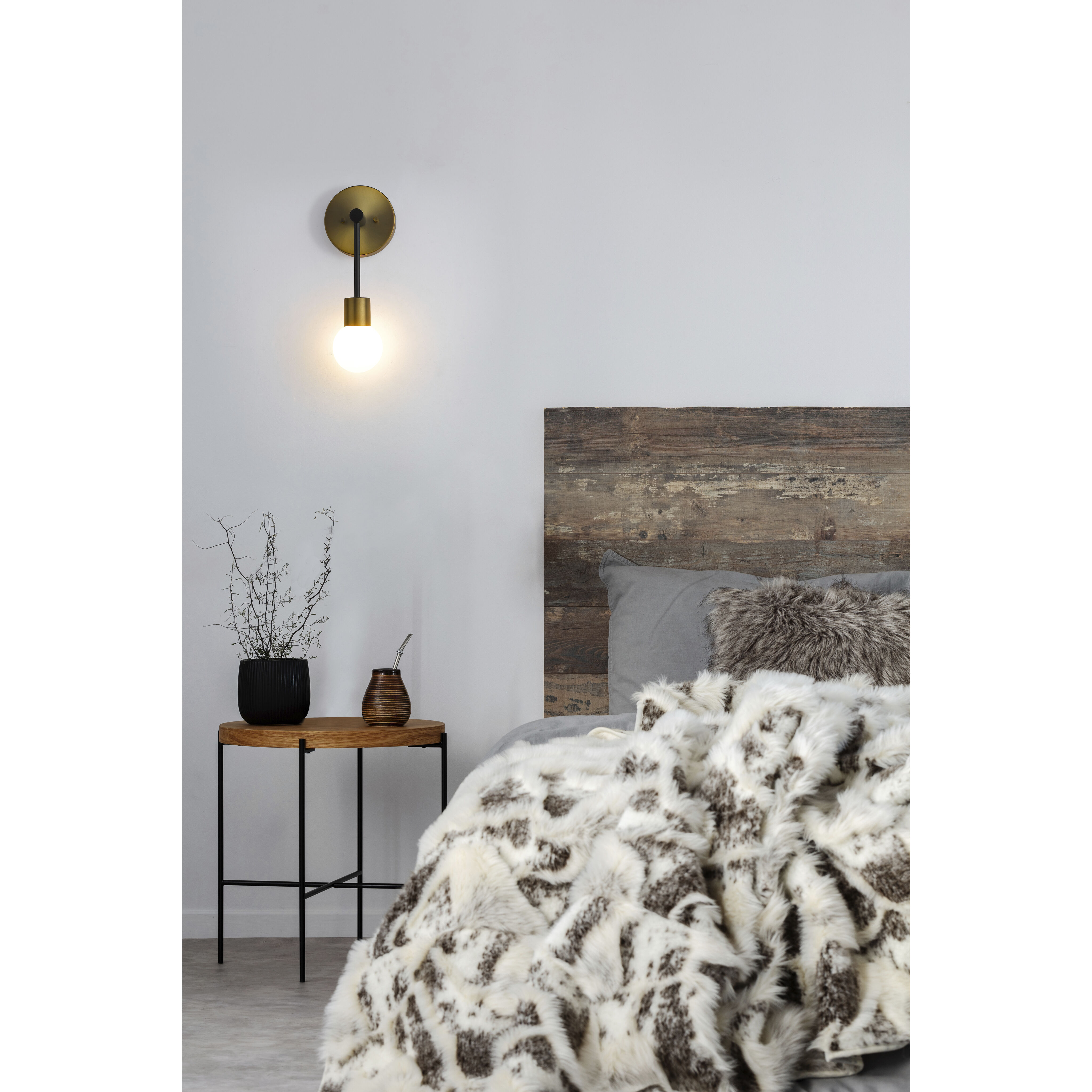 Neutra 1 Light 6 inch Matte Black and Foundry Brass Wall Sconce Wall Light