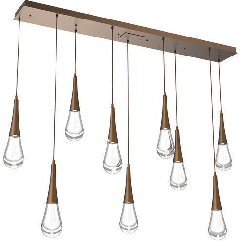 Rain Drop LED Flat Bronze Linear Pendant Ceiling Light in 2700K LED