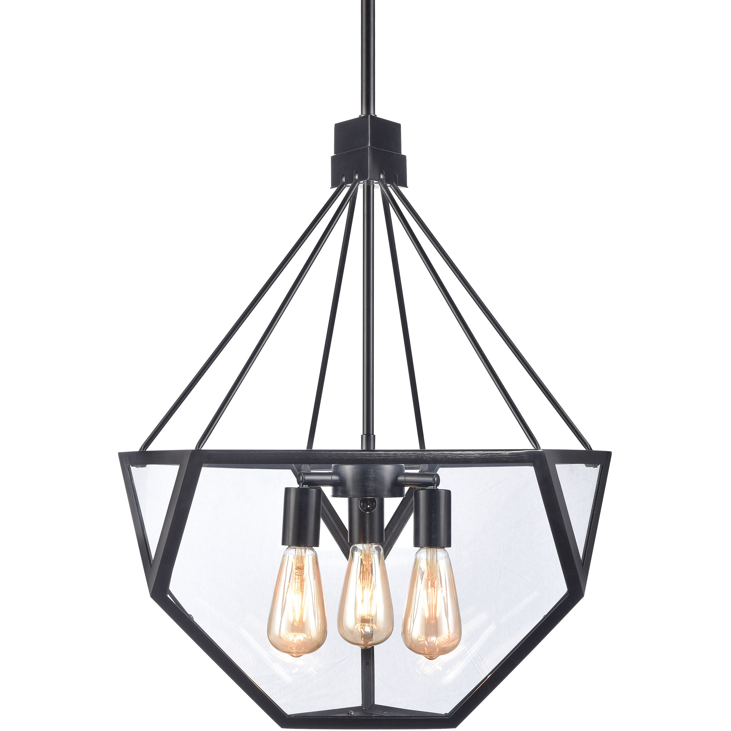 Moonbow 3 Light 18 inch Satin Brushed Black Chandelier Ceiling Light