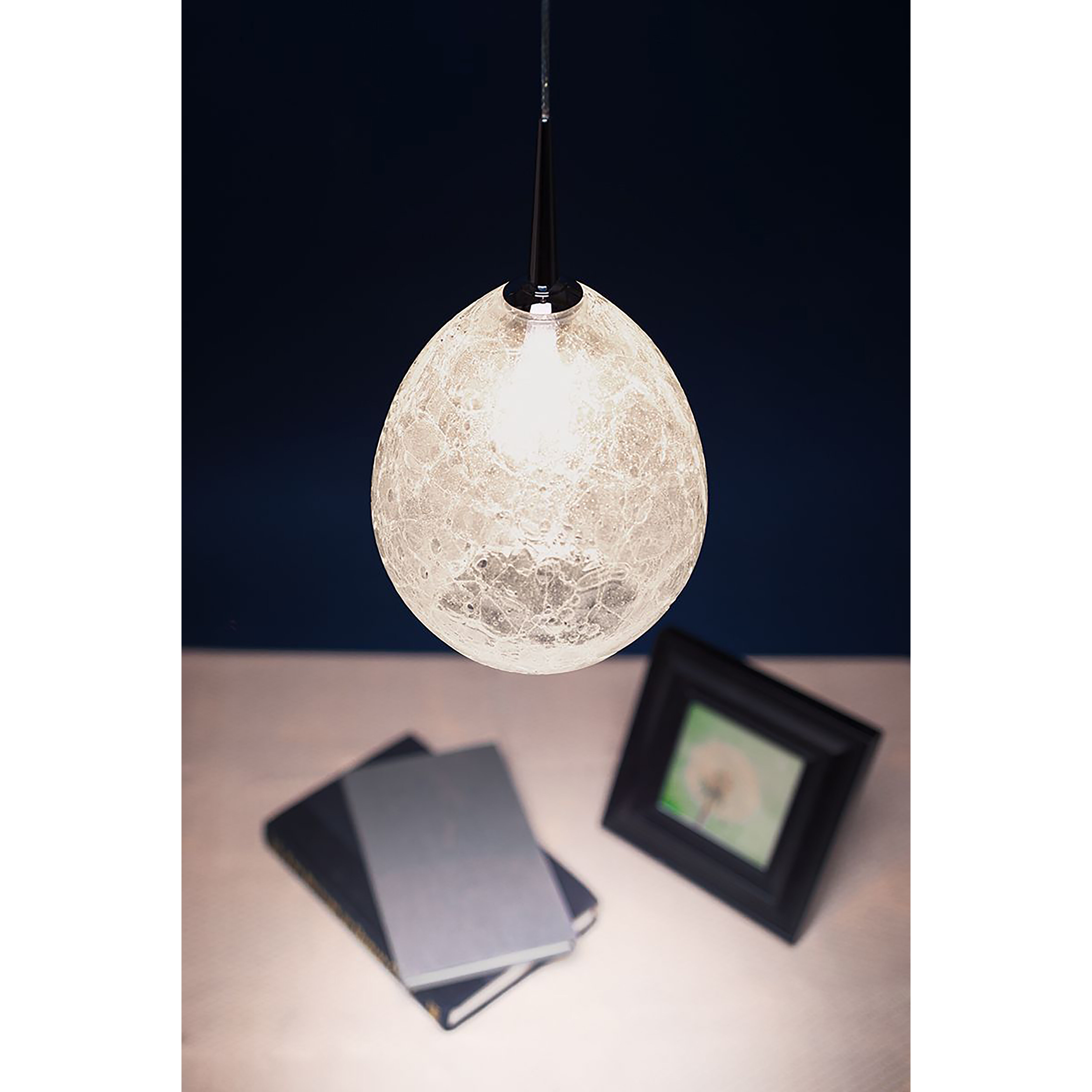 Vibe 1 Light 5.5 inch Matte Chrome Pendant Ceiling Light in Glacier Glass