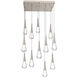 Rain Drop LED Beige Silver Chandelier Ceiling Light, Multi-Port