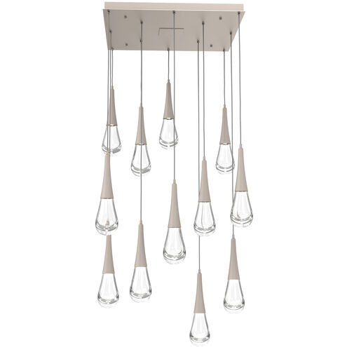 Rain Drop LED Beige Silver Chandelier Ceiling Light, Multi-Port