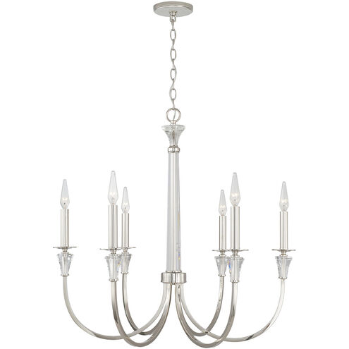 Laurent 6 Light 30 inch Polished Nickel Chandelier Ceiling Light