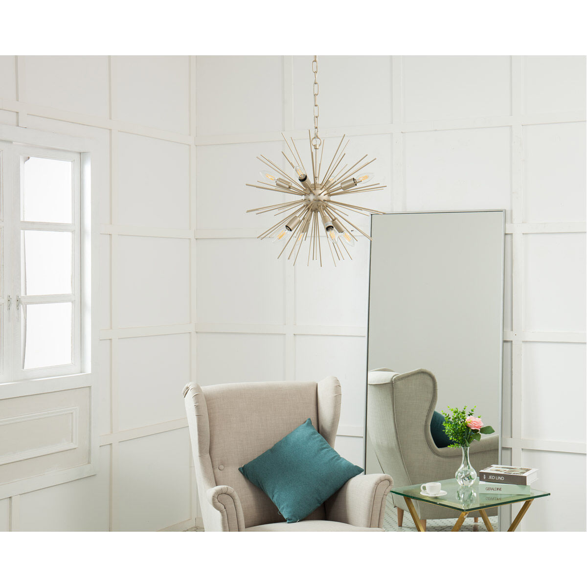 Timber 8 Light 20 inch Champagne Pendant Ceiling Light