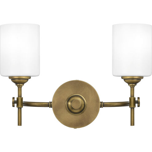 Aria 2 Light 15 inch Weathered Brass Bath Light Wall Light