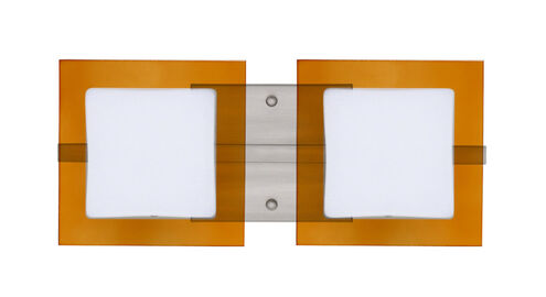 Alex 2 Light 15 inch Satin Nickel Vanity Wall Light in Opal/Armagnac Glass, Halogen
