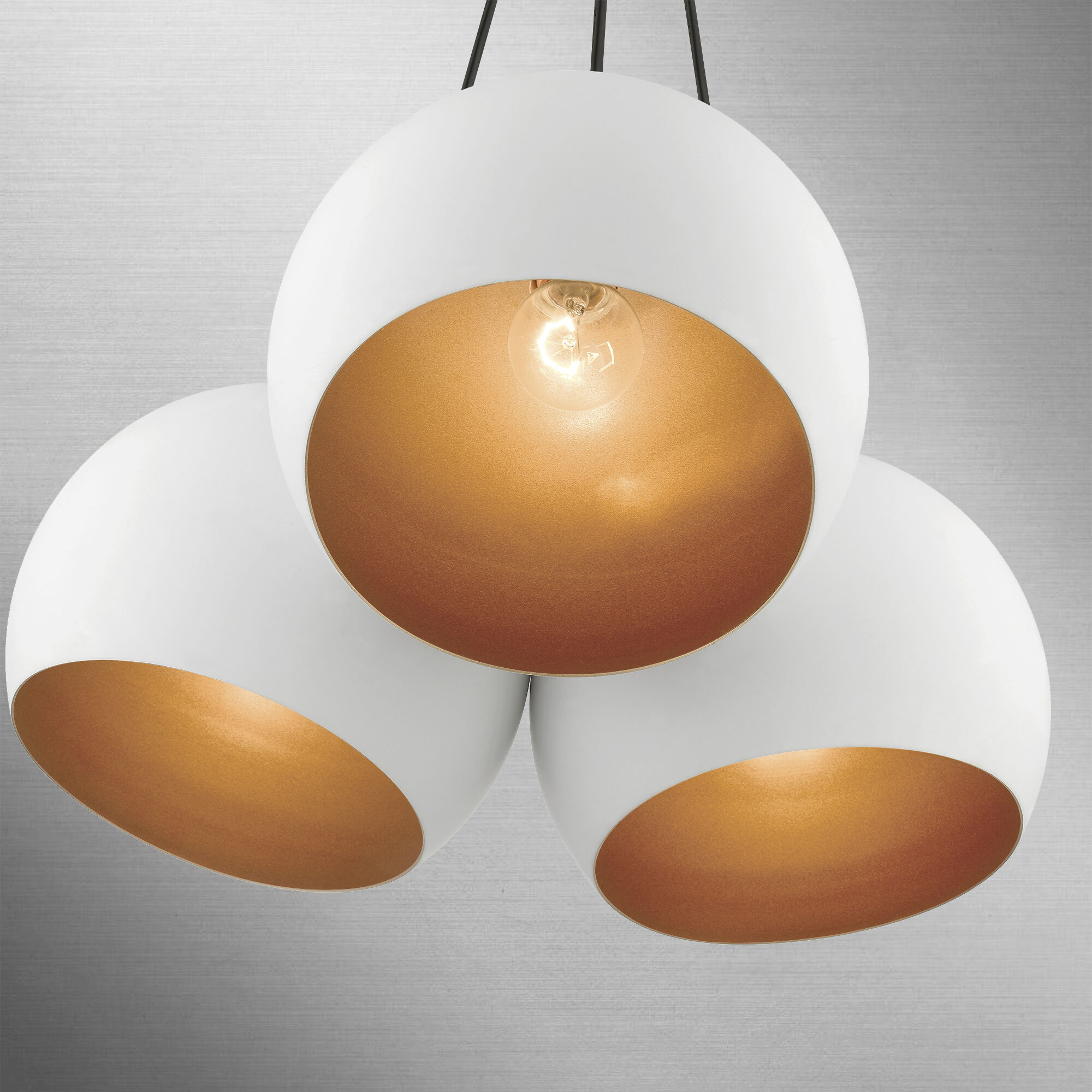 Piedmont 3 Light 22 inch White with Brushed Nickel Accents Globe Pendant Ceiling Light