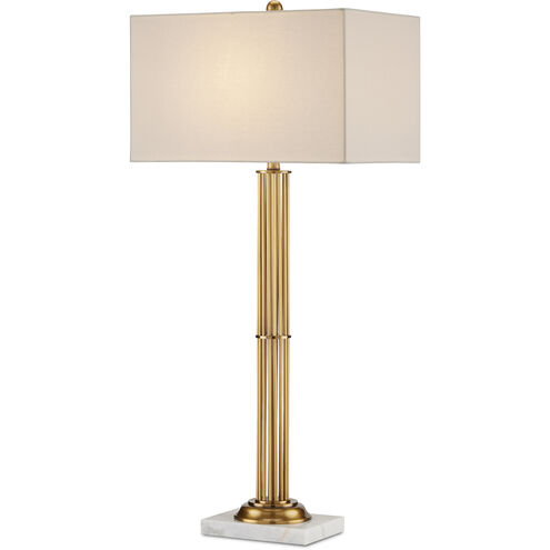Allegory 37 inch Antique Brass/White Marble Table Lamp Portable Light