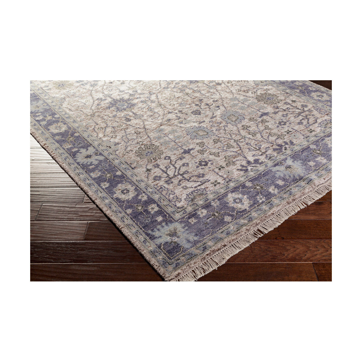 Maeva 36 X 24 inch Navy/Sea Foam/Dark Brown/Cream Rugs, Wool and Viscose