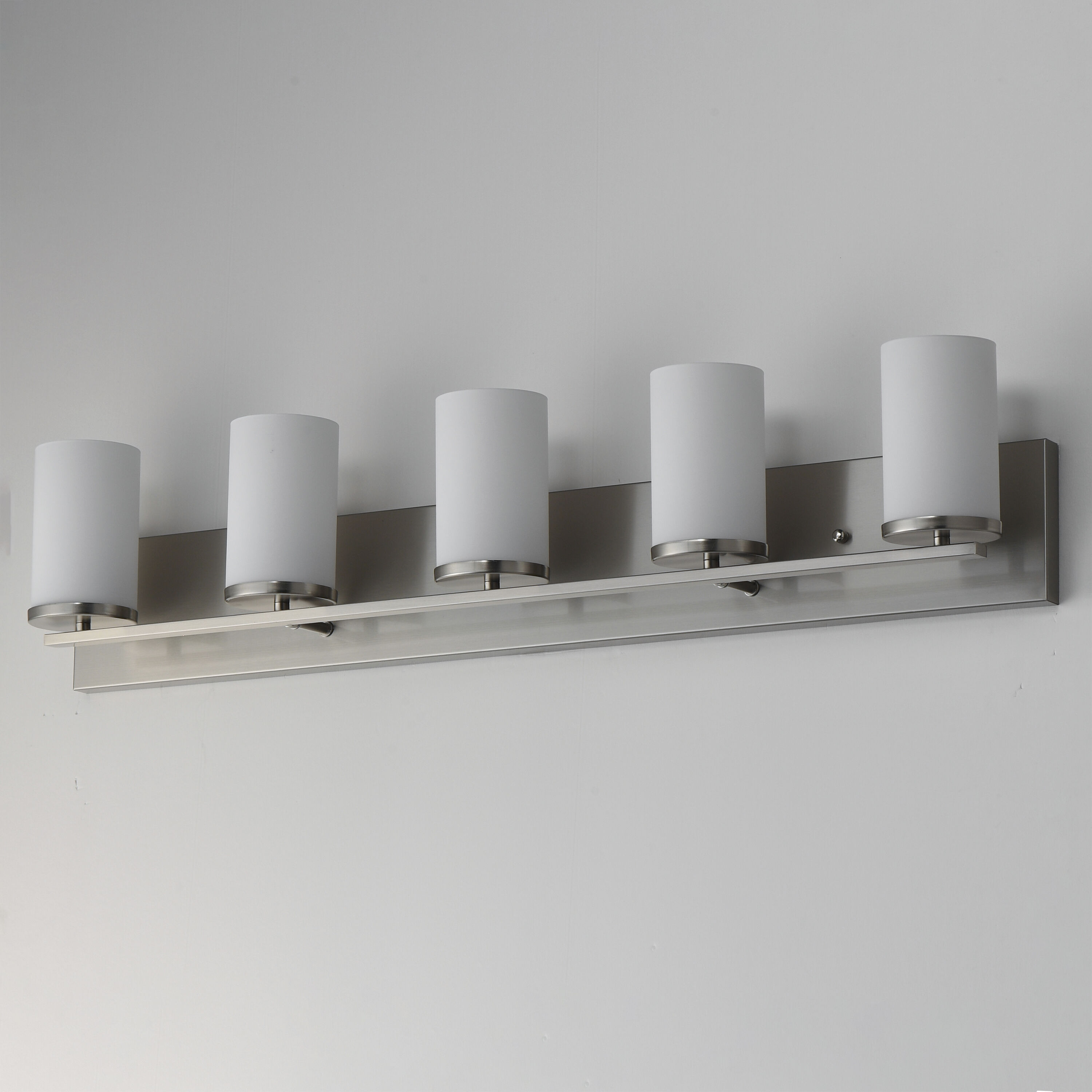 Lateral 5 Light 36 inch Satin Nickel Bath Vanity Wall Light in Satin White