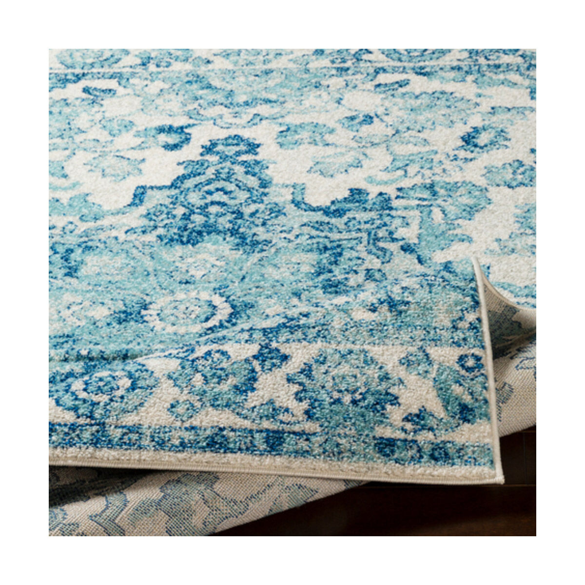 Elaziz 90 X 63 inch Dark Blue/Aqua/White Rugs, Rectangle