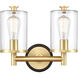 Marlowe 2 Light 13.63 inch Black Satin Brass Bath Vanity Light Wall Light