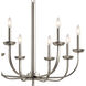 Kennewick 8 Light 27 inch Brushed Nickel Chandelier 1 Tier Medium Ceiling Light