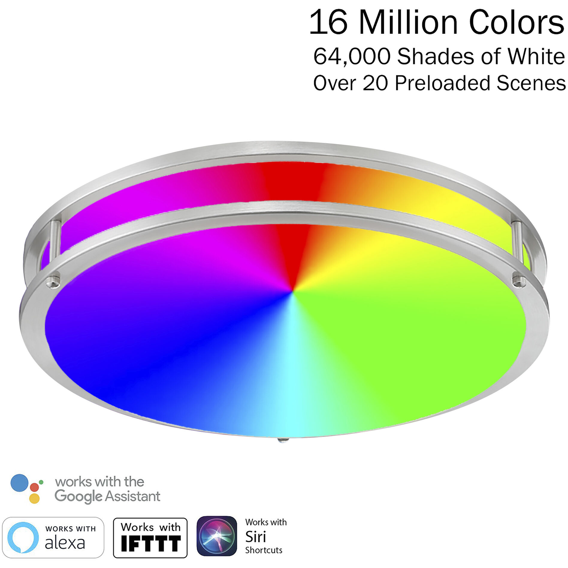 EnviroLite LED 12 inch Brushed Nickel Smart Flush Mount Ceiling Light