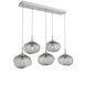 Nova Incandescent 5 Light Classic Silver Linear Pendant Ceiling Light in Smoke, Multi-Pendant