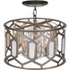 Hexly 3 Light 16 inch Bronze and Sultry Silver Semi Flush Mount Ceiling Light
