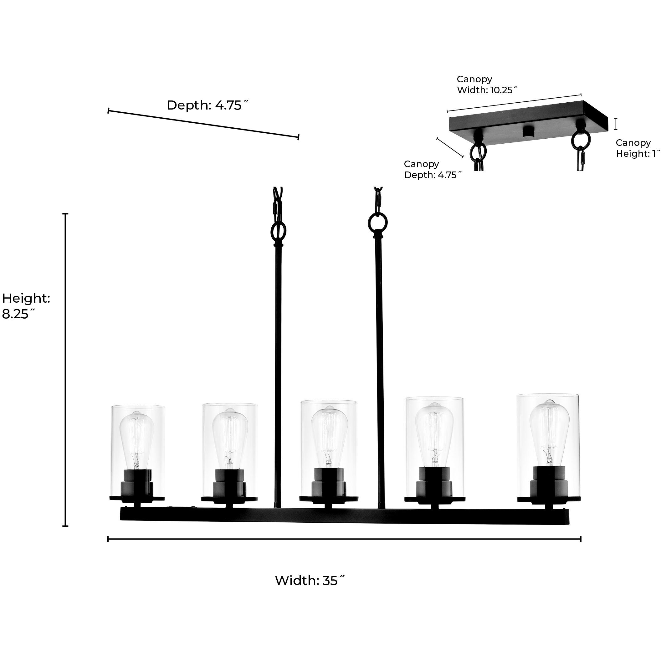 Verlana 5 Light 35 inch Brushed Nickel Linear Chandelier Ceiling Light