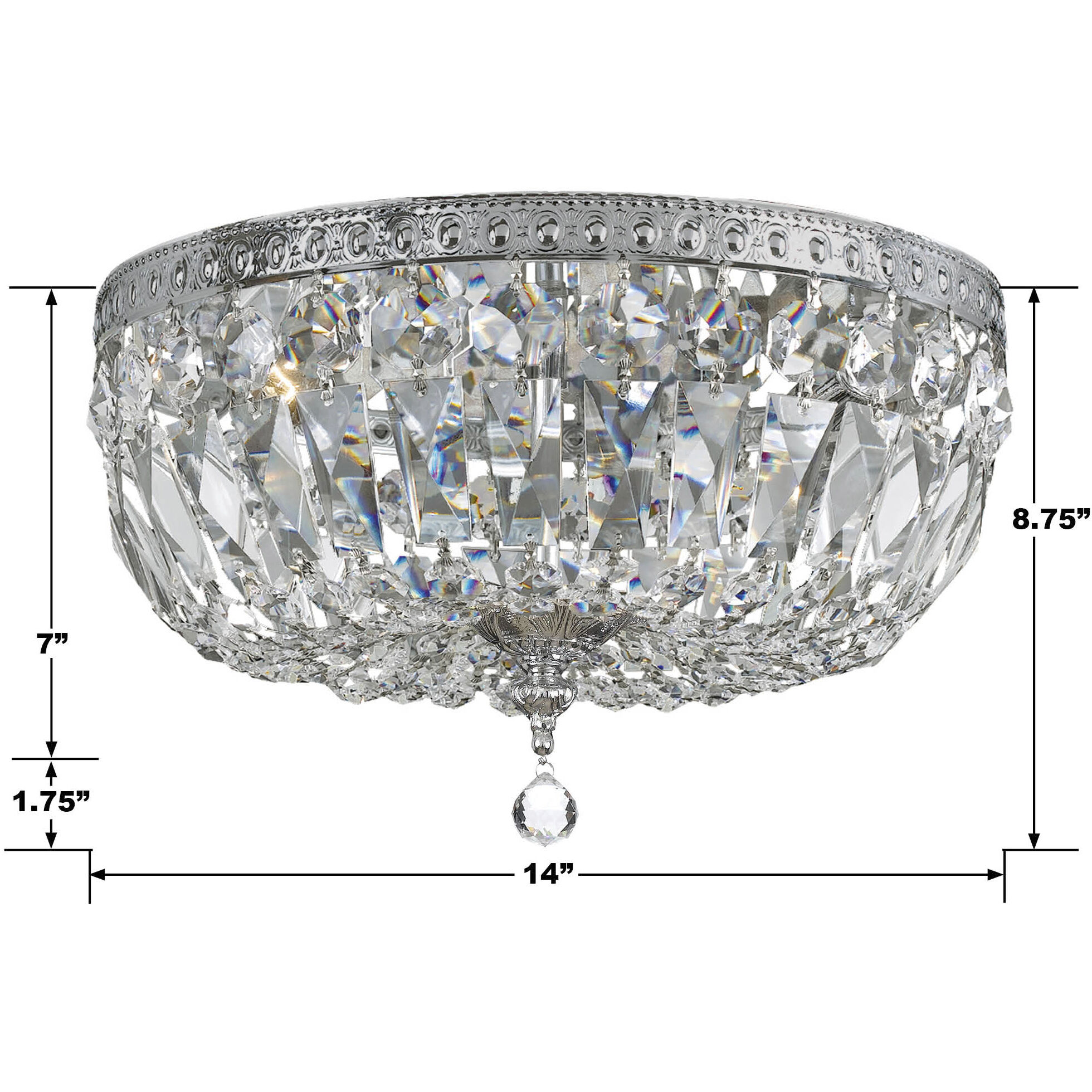 Everett 3 Light 14 inch Chrome Flush Ceiling Light