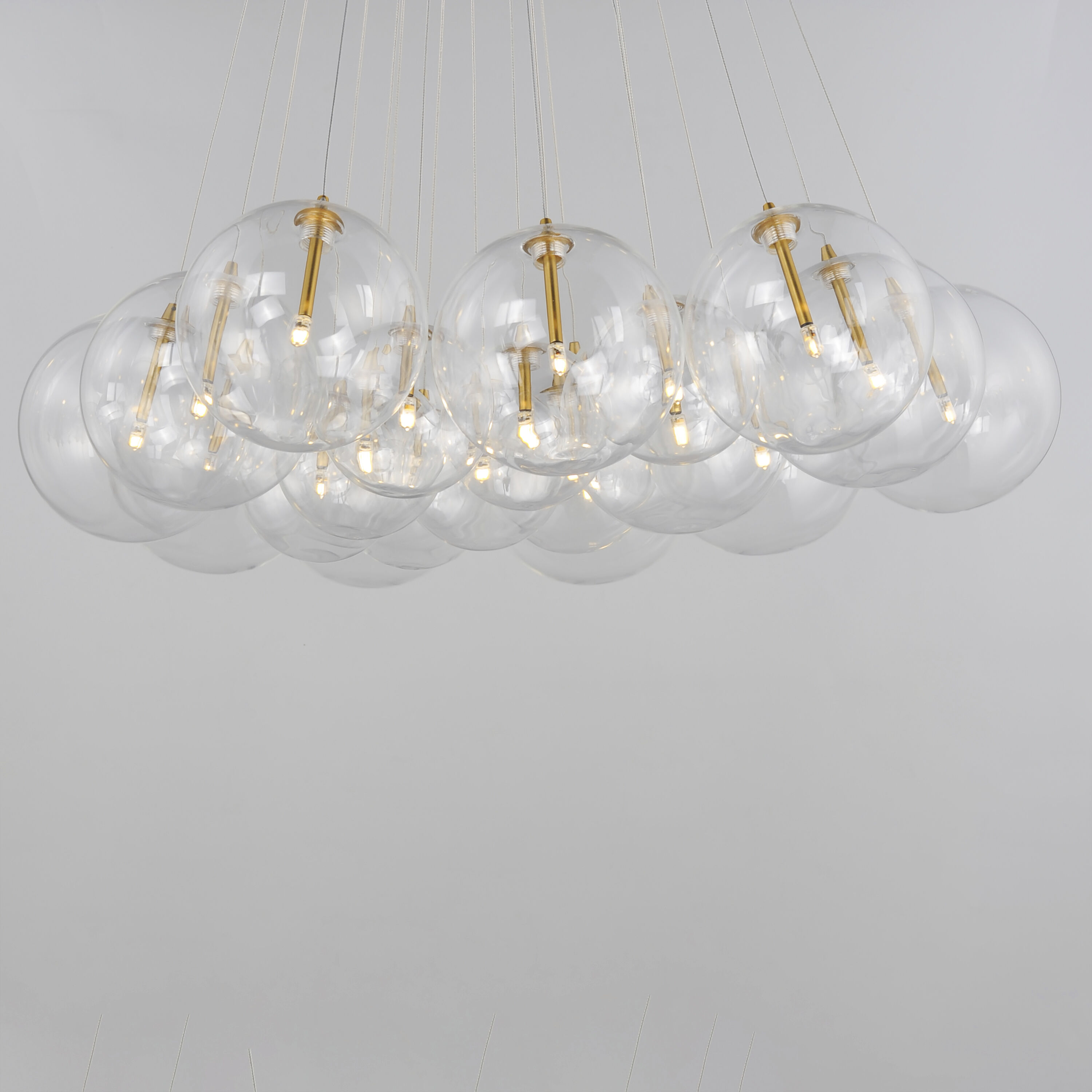 Burst LED 35.25 inch Gold Multi-Light Pendant Ceiling Light in Clear