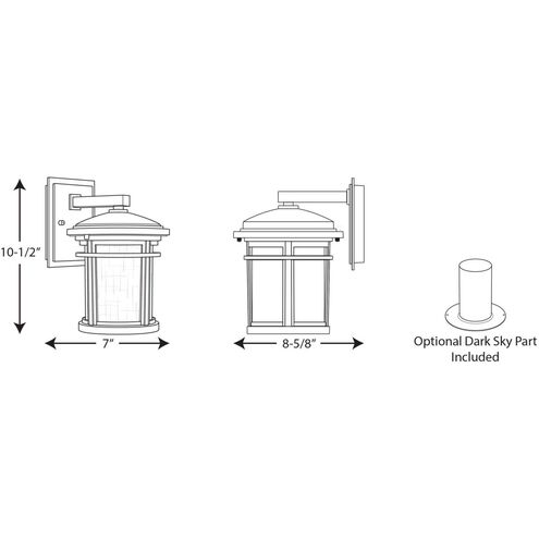 Wish LED LED 10 inch Textured Black Outdoor Wall Lantern, Small, Progress LED