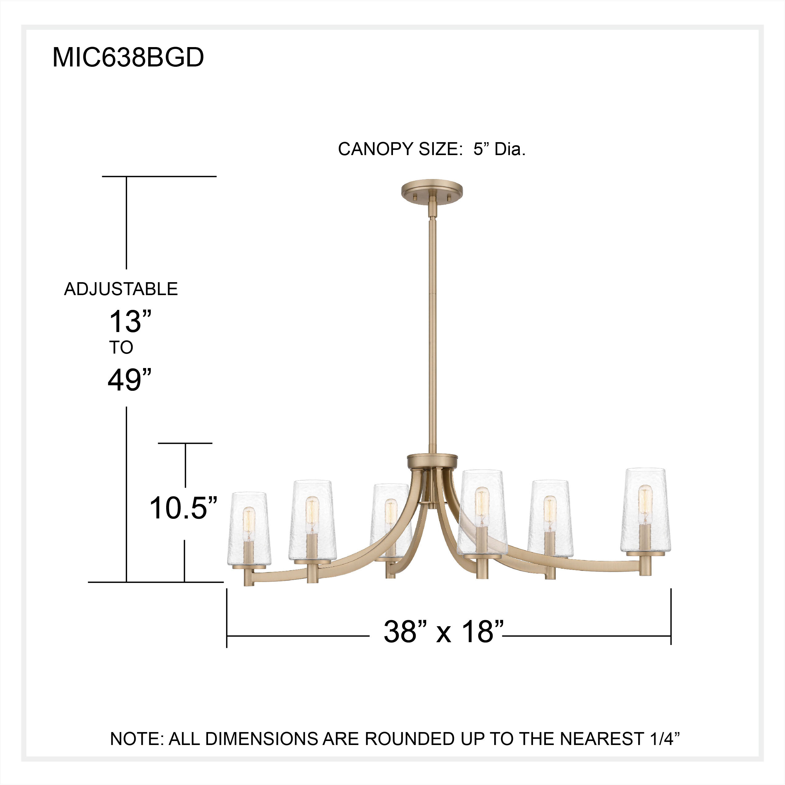 Miccio 6 Light 38 inch Bronze Gold Island Light Ceiling Light