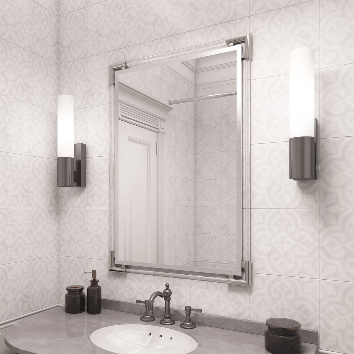 Elsie 39 X 27 inch Clear Acrylic with Stainless Steel Accents Wall Mirror