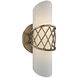 Hideaway LED 5 inch Champagne Leaf Bath And Vanity Wall Light, Frosted White Glass