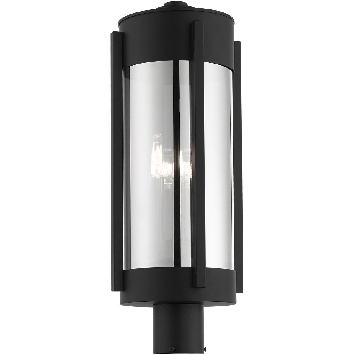 Sheridan 3 Light 22 inch Black with Brushed Nickel Candles Outdoor Post Top Lantern