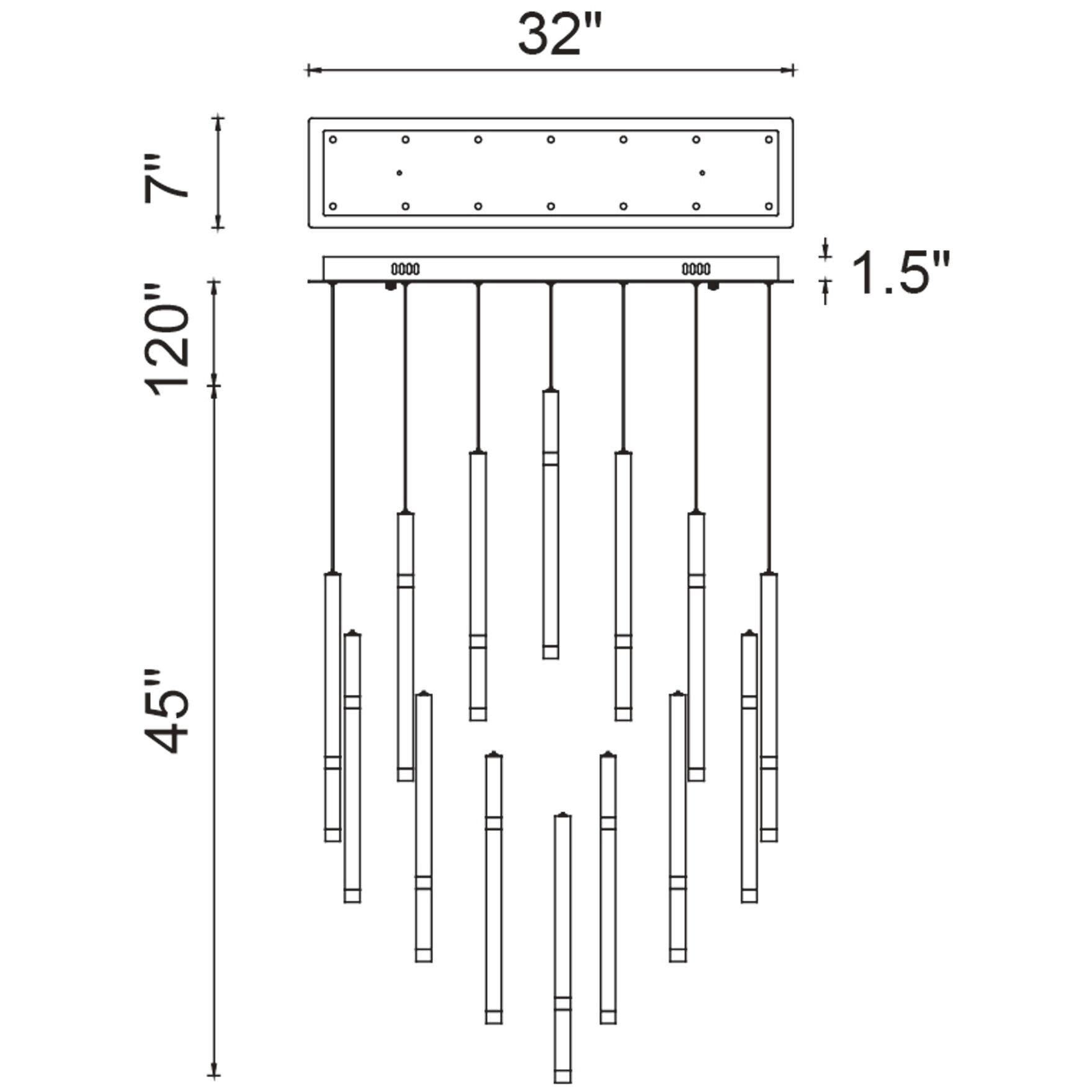 Flute LED 7 inch Black Chandelier Ceiling Light