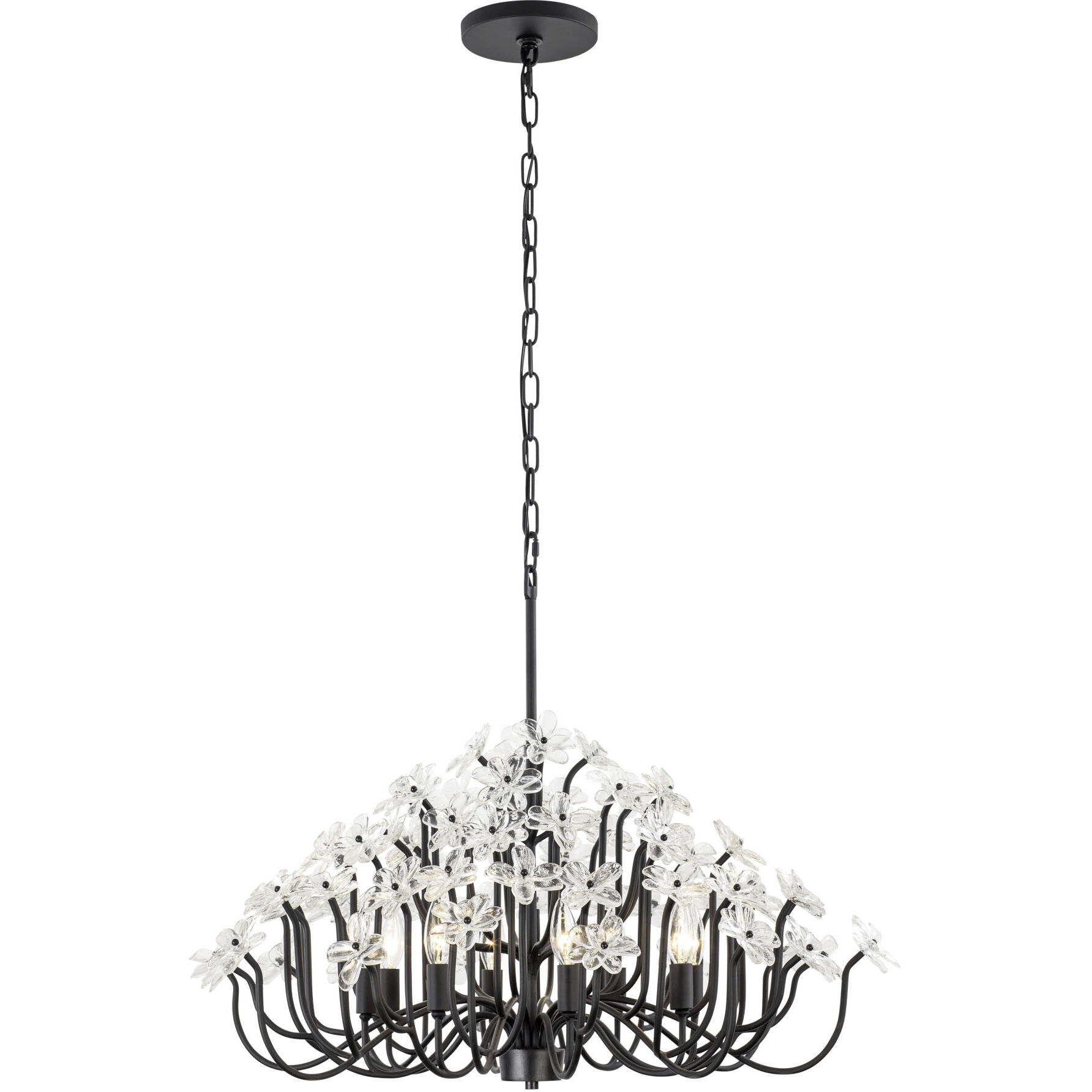 Wildflower 8 Light 32 inch Matte Black Chandelier Ceiling Light, Smithsonian Collaboration