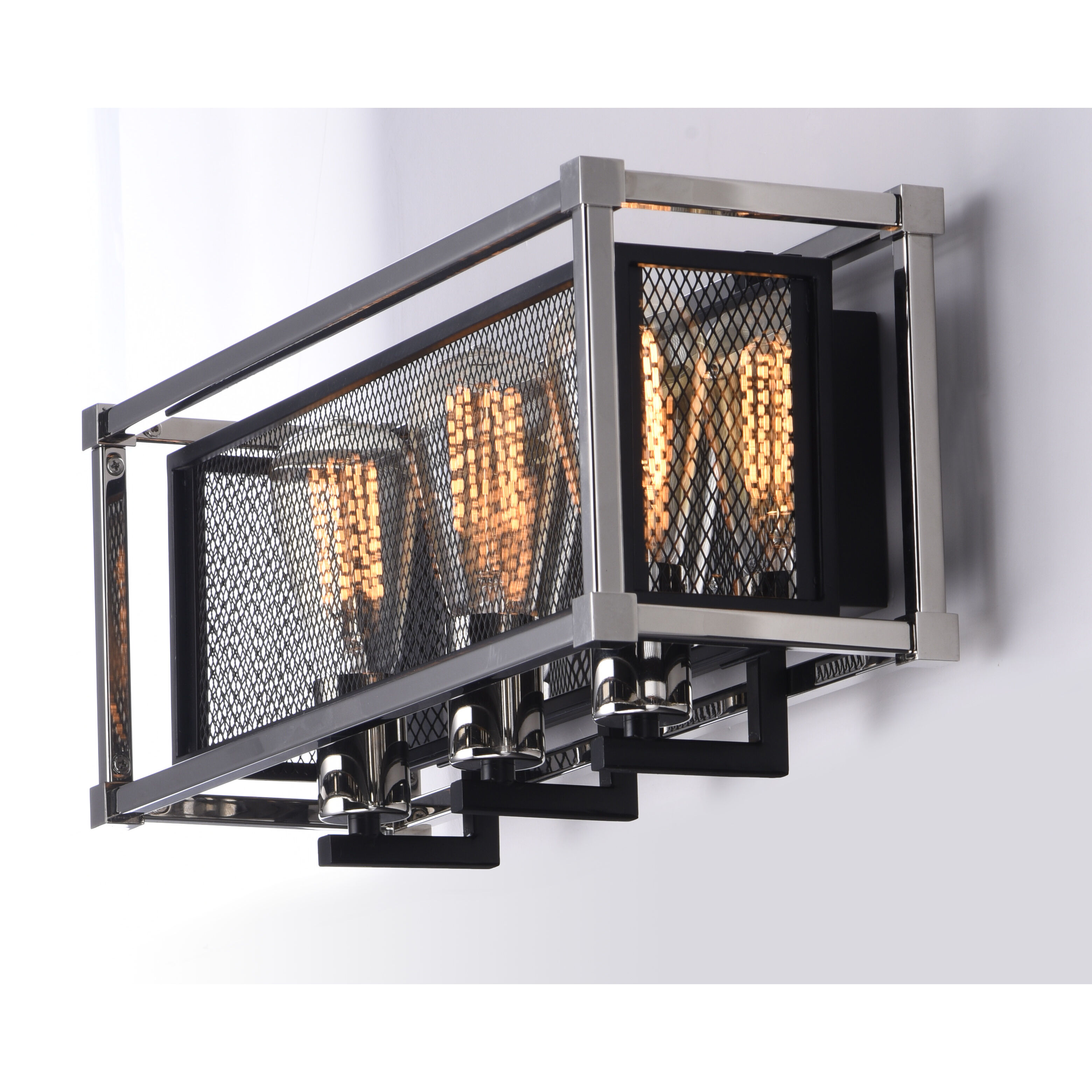 Refine 3 Light 20.5 inch Black/Polished Nickel Bath Vanity Wall Light