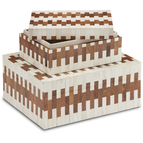 Tia 12 inch White and Natural Boxes, Set of 2
