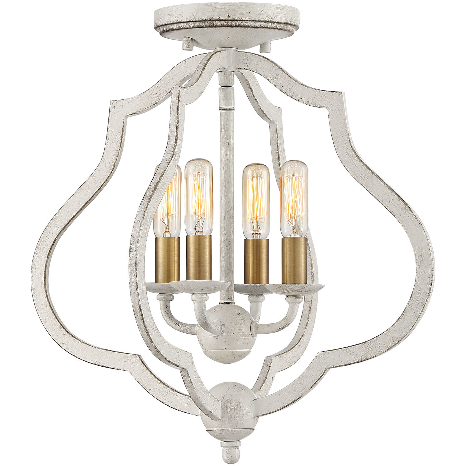 O'Keefe 4 Light 15 inch Antique White Semi-Flush Mount Ceiling Light